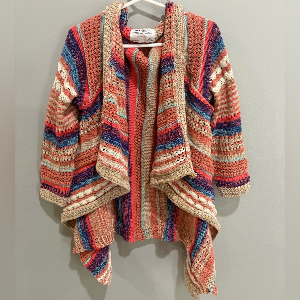 Zara Girls Boho Knit Waterfall Cardigan Size 7